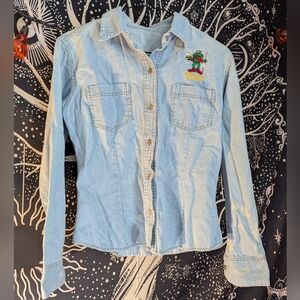 Vintage Daytona Bike Week Froggy's Saloon Women's Jean Button Up Shirt Small